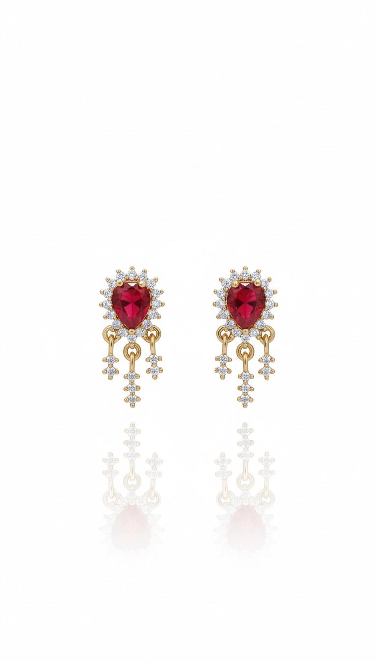 AD Red Stone Zhumka Earrings