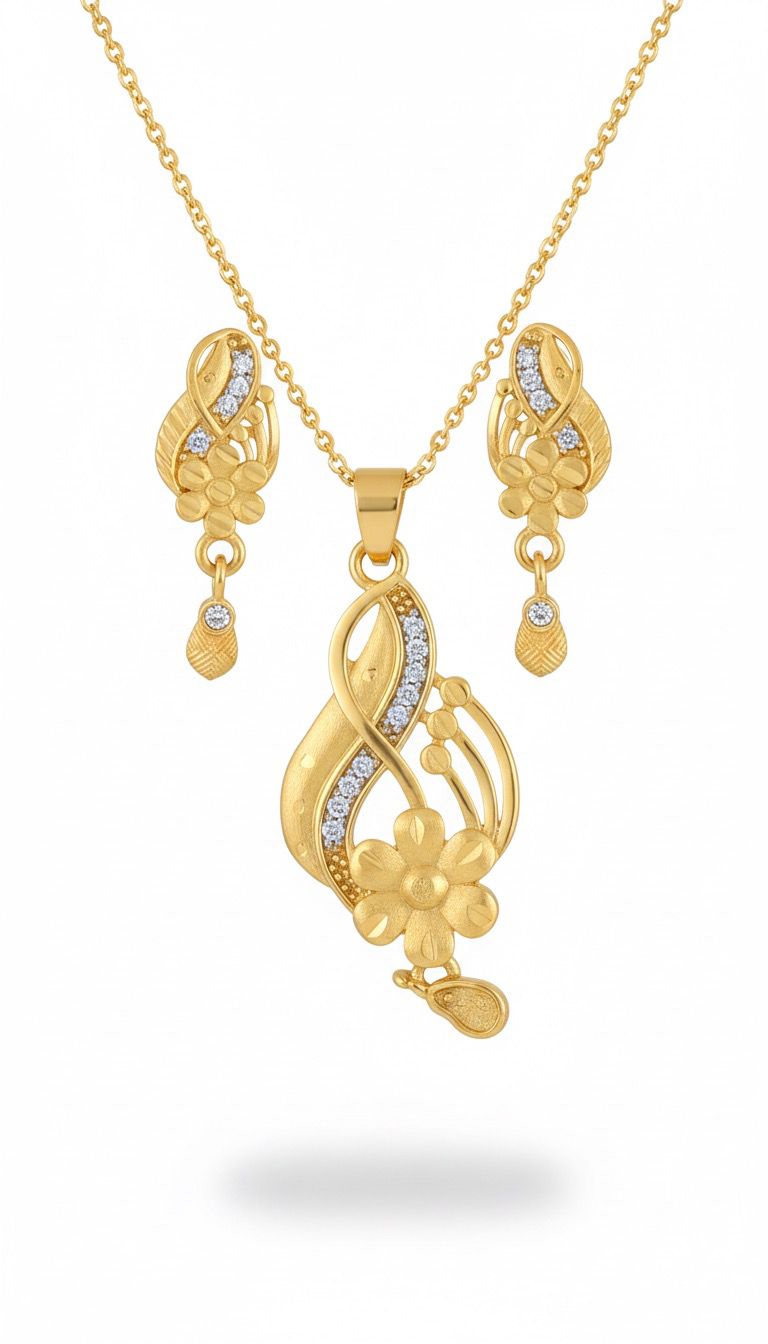 Daily wear Gold Plated Necklace with Earrings