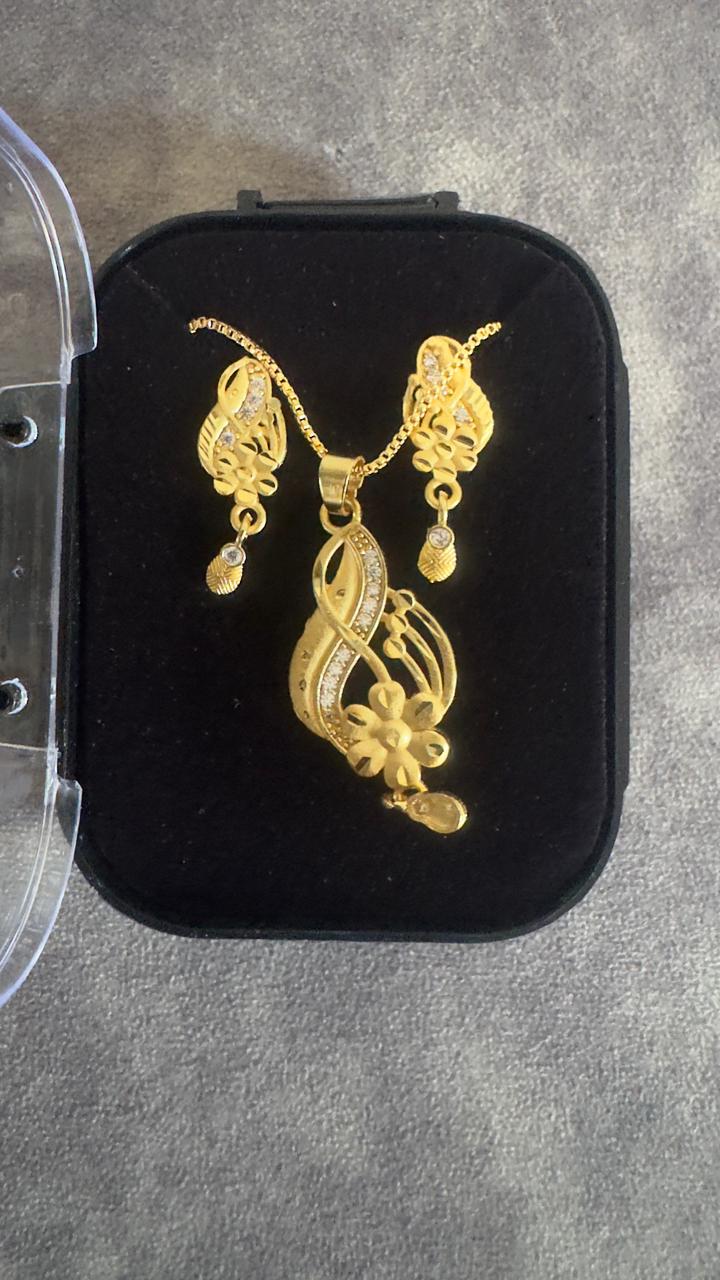 Daily wear Gold Plated Necklace with Earrings - Image 2